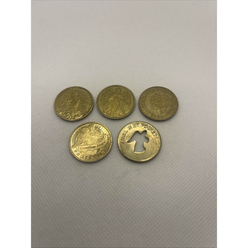 Guardian Angel Religious 2 Sided - Angel In My Pocket Lot of 5 Tokens